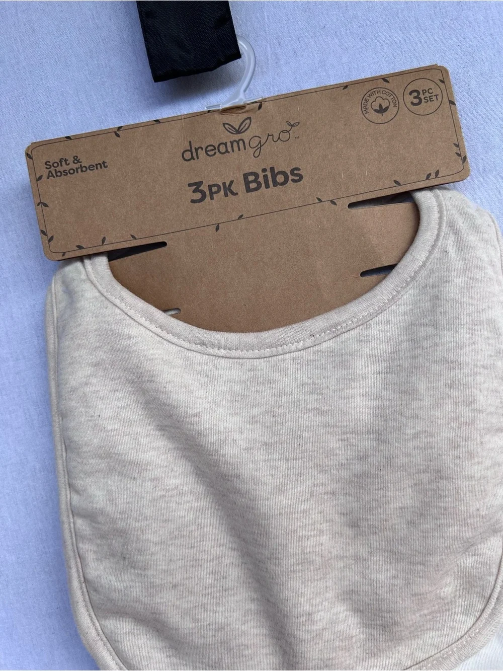 DreamGro 3 Pack Baby Bibs NWT Neutral Beige White Brown Soft Absorbent Unisex